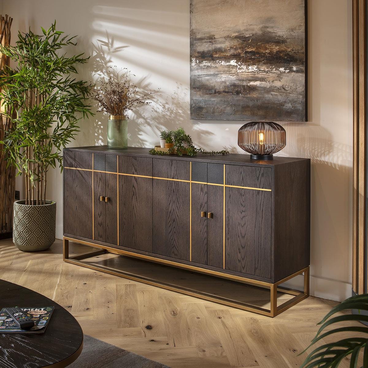 Rosello 4 Door Sideboard Buffet Brown Oak 180cm