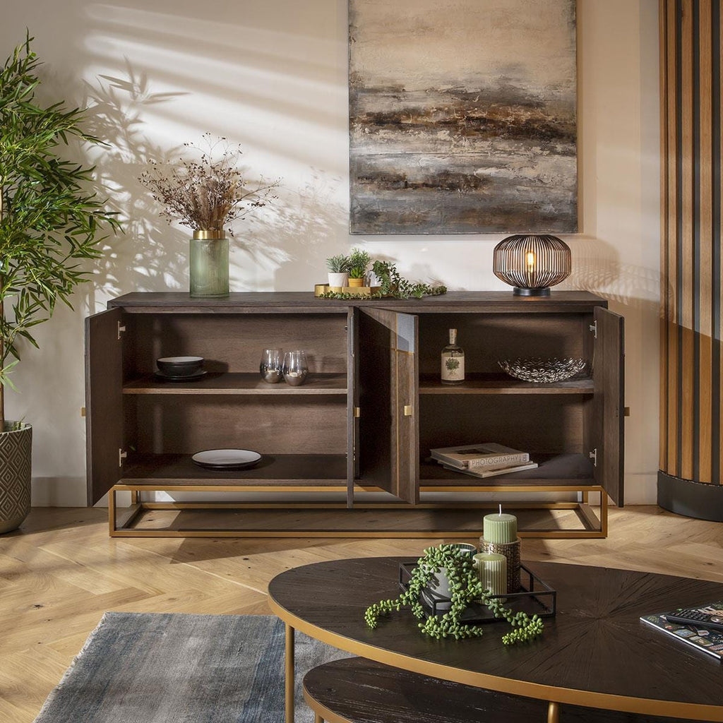 Rosello 4 Door Sideboard Buffet Brown Oak 180cm