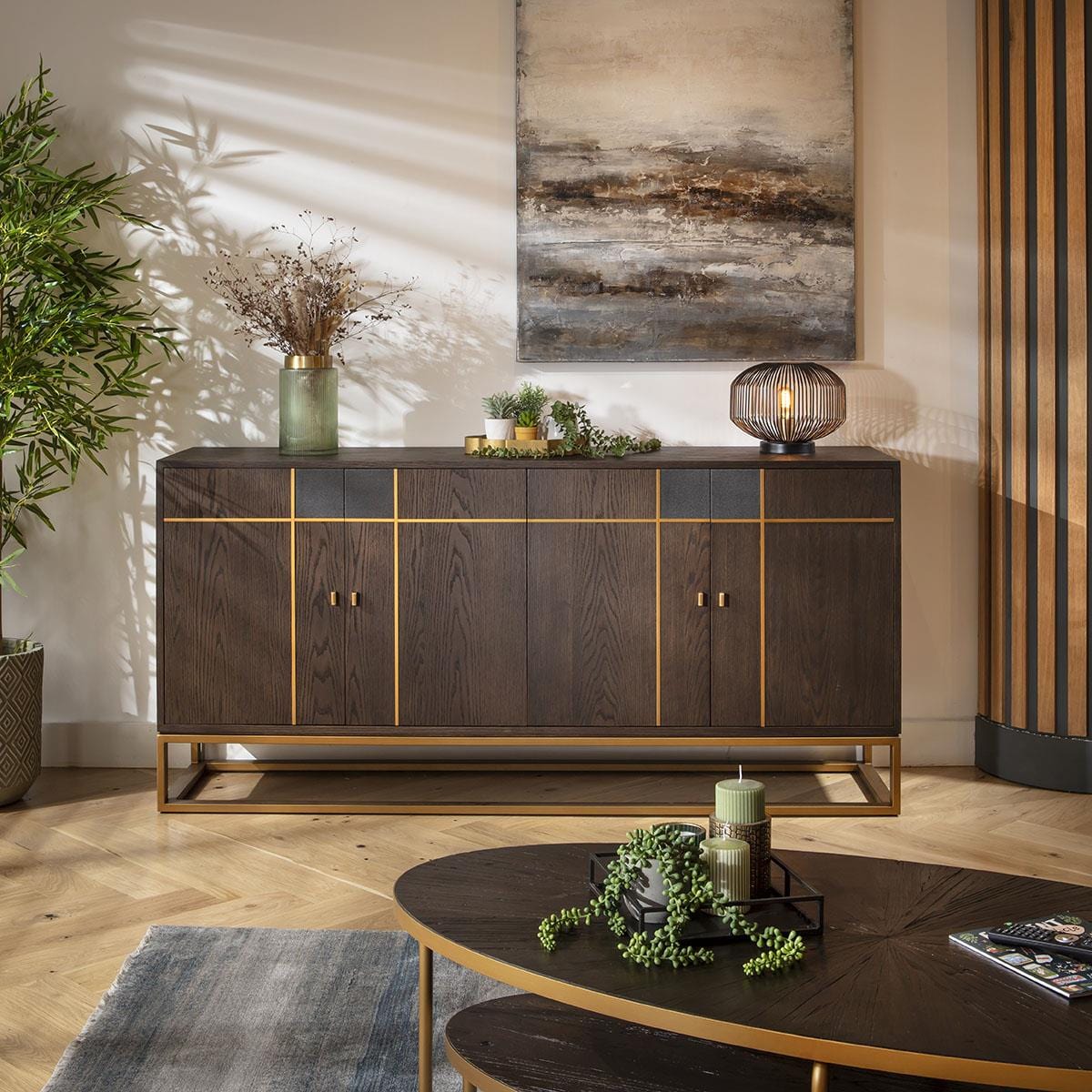 Rosello 4 Door Sideboard Buffet Brown Oak 180cm