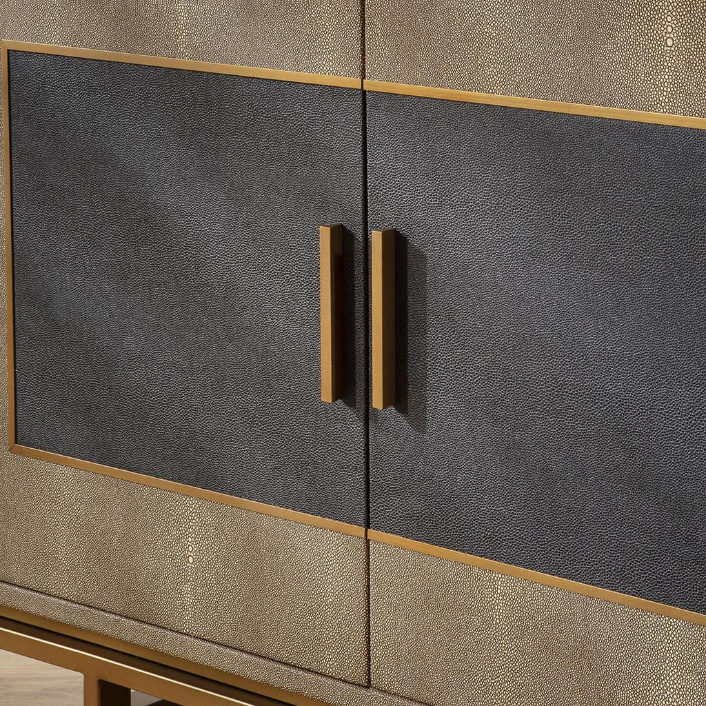 Shagreen 3 Door Sideboard Cabinet Gold & Grey 165cm