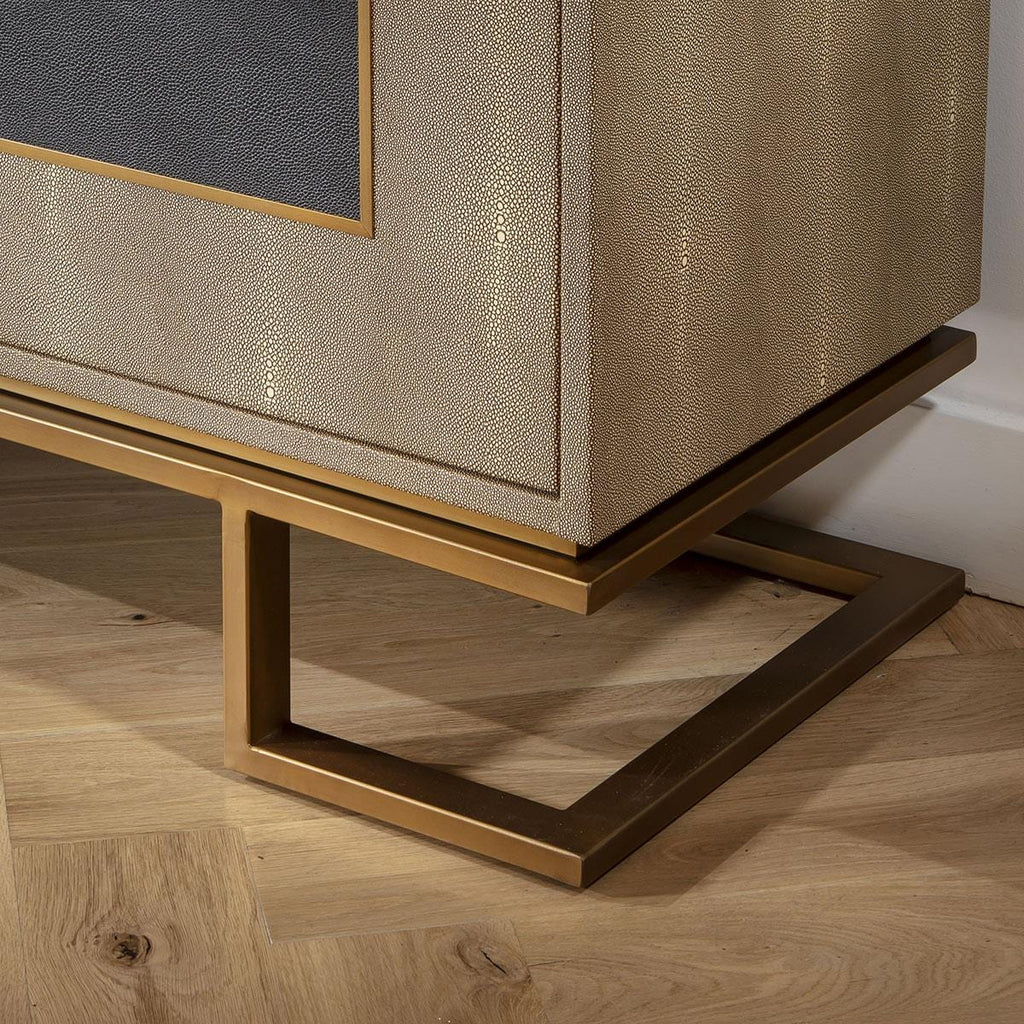 Shagreen 3 Door Sideboard Cabinet Gold & Grey 165cm