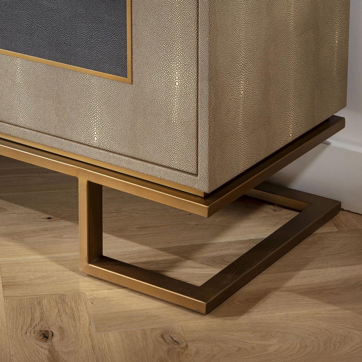 Shagreen 3 Door Sideboard Cabinet Gold & Grey 165cm