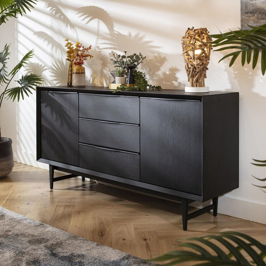 Nomad Black Oak Sideboard Buffet with Drawers 160cm