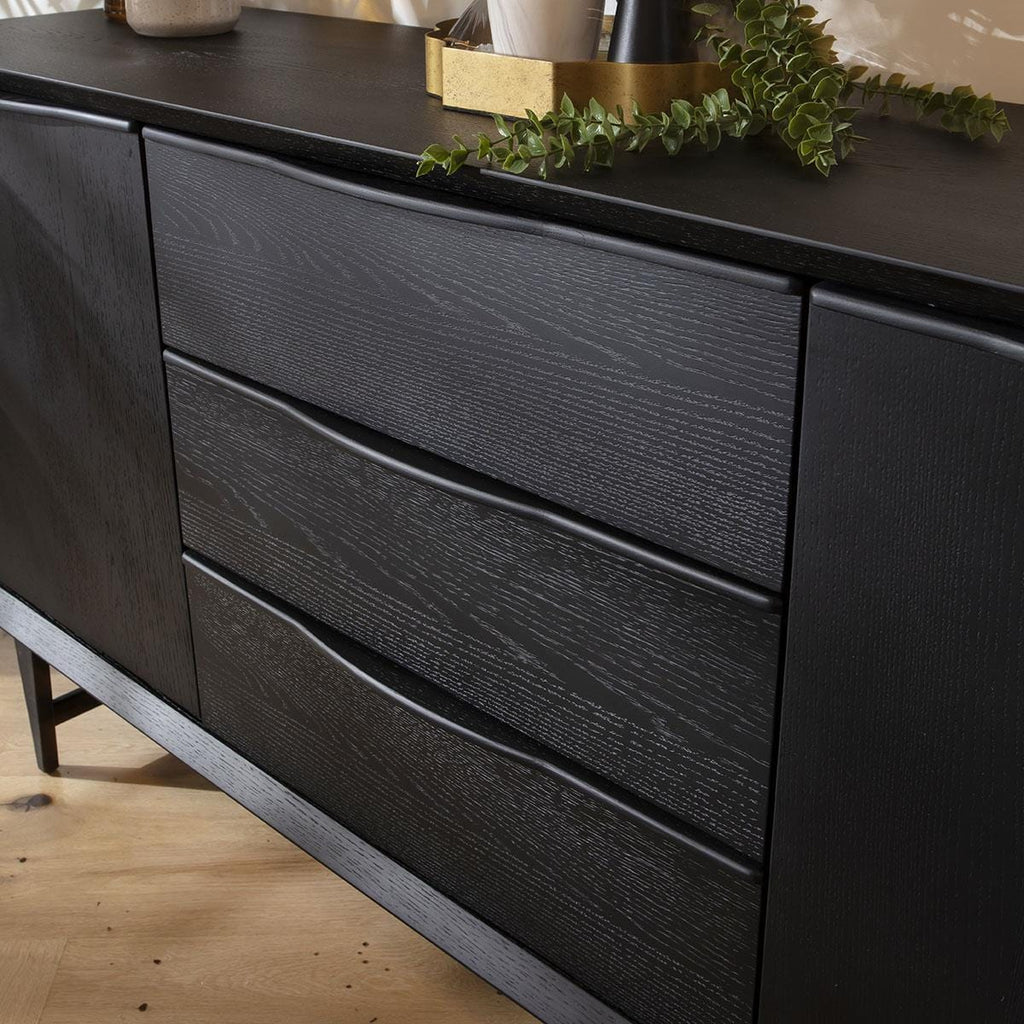 Nomad Black Oak Sideboard Buffet with Drawers 160cm