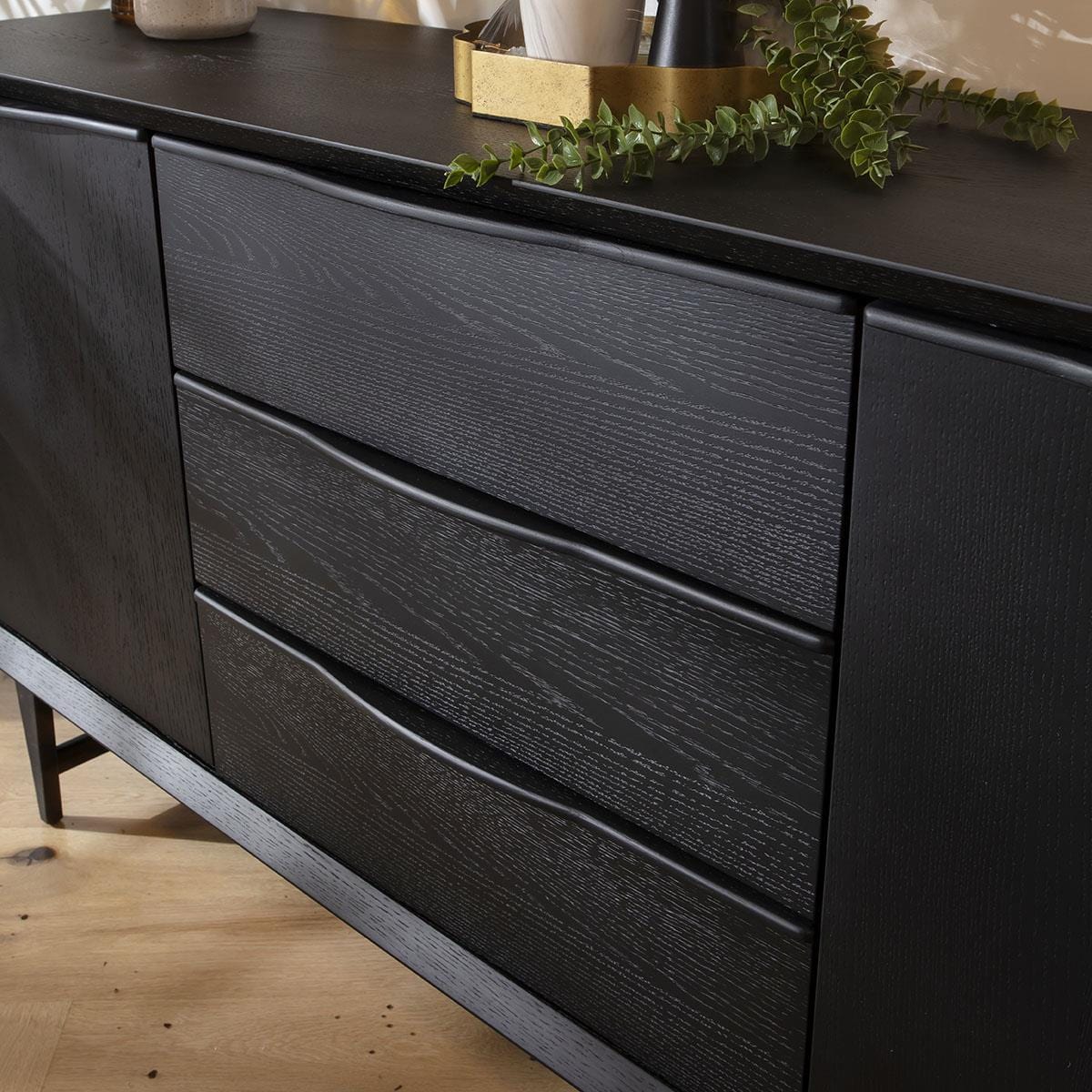 Nomad Black Oak Sideboard Buffet with Drawers 160cm