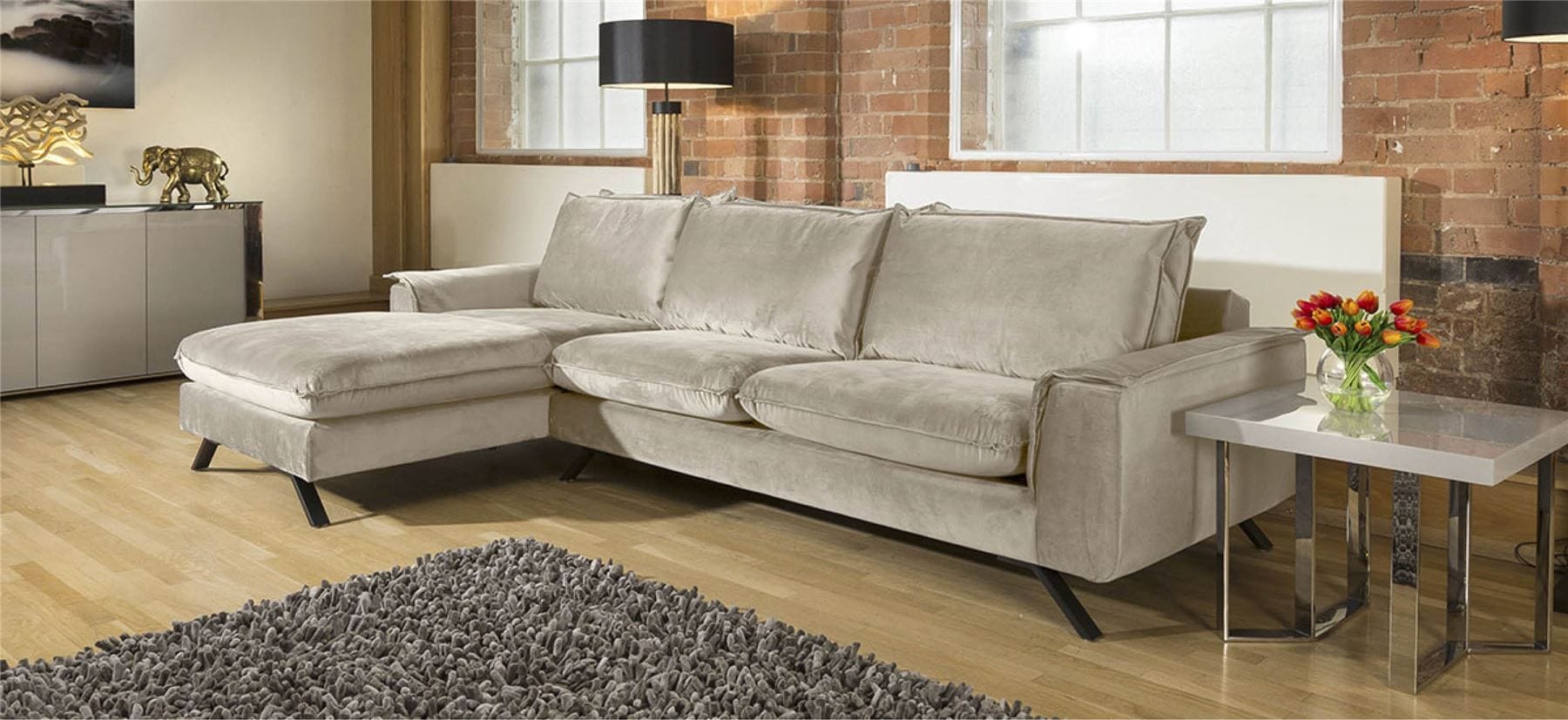 Ellie Large L Shape Corner Modular Modern Sofa Many Fabrics 1.8 x 3.08m