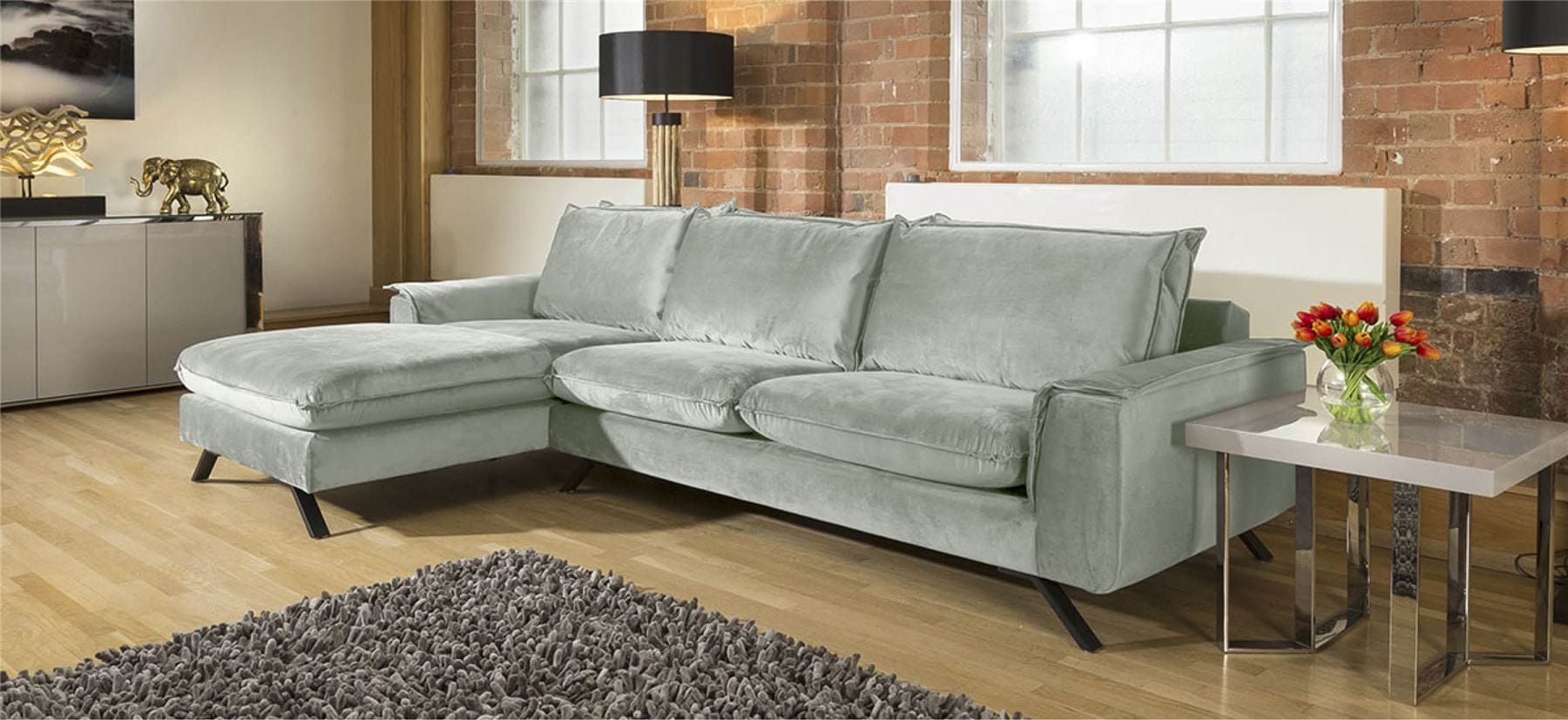 Ellie Large L Shape Corner Modular Modern Sofa Many Fabrics 1.8 x 3.08m