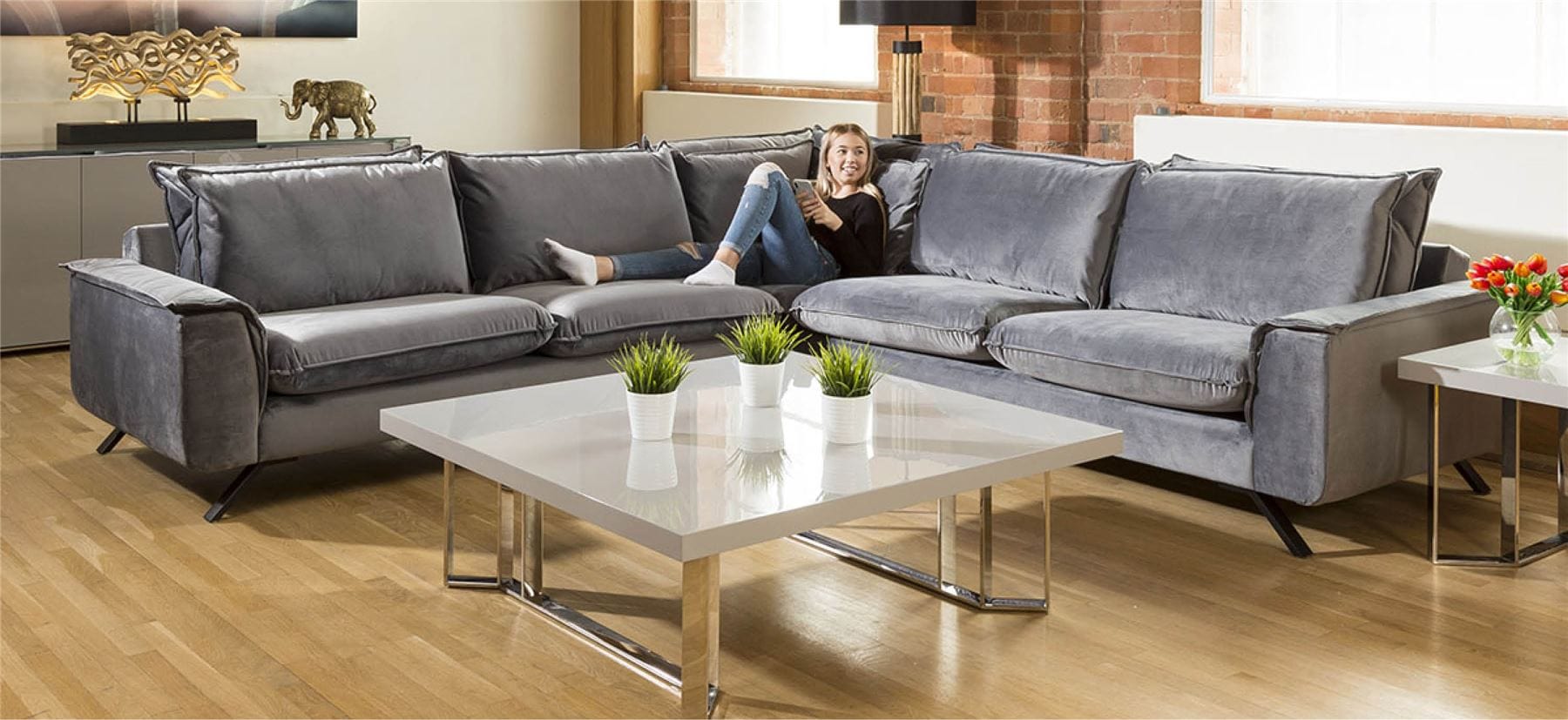 Ellie Extra Large L Shape Corner Modular Sofa Many Fabrics 3.0 x 3.0m