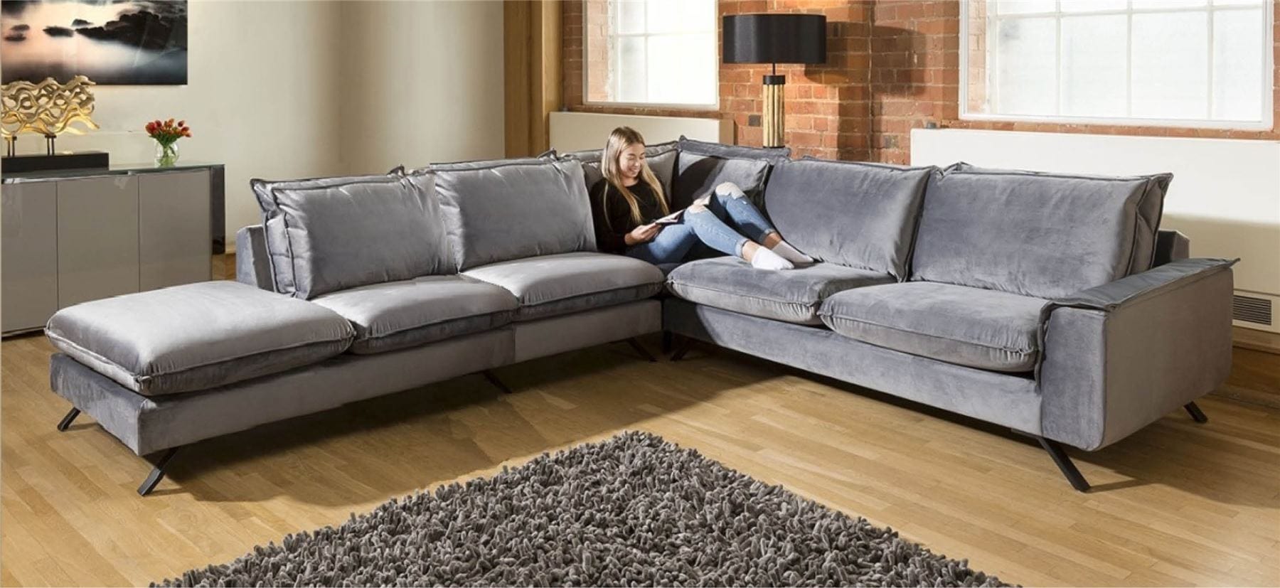 Ellie Extra Large L Shape Corner Modular Sofa Many Fabrics 3.51 x 3.0m