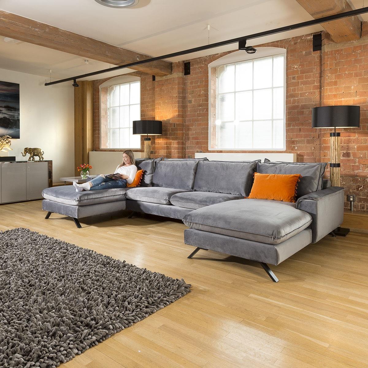 Ellie Extra Large U Shape Modular Cinema Sofa Many Fabrics 3.8 x 1.8m