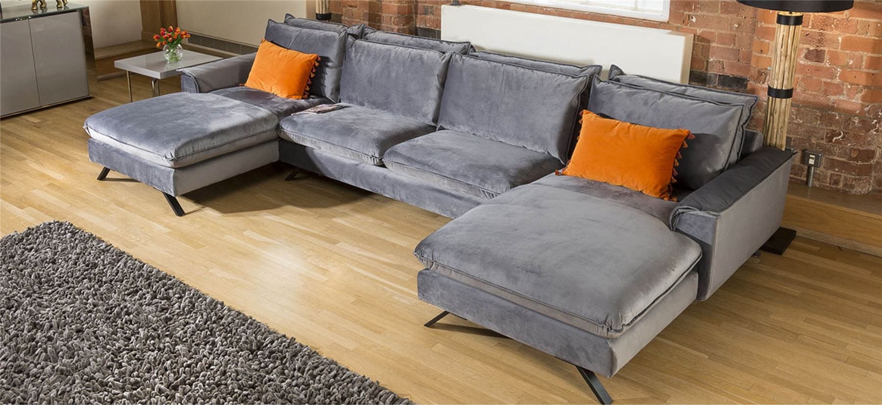 Ellie Extra Large U Shape Modular Cinema Sofa Many Fabrics 3.8 x 1.8m