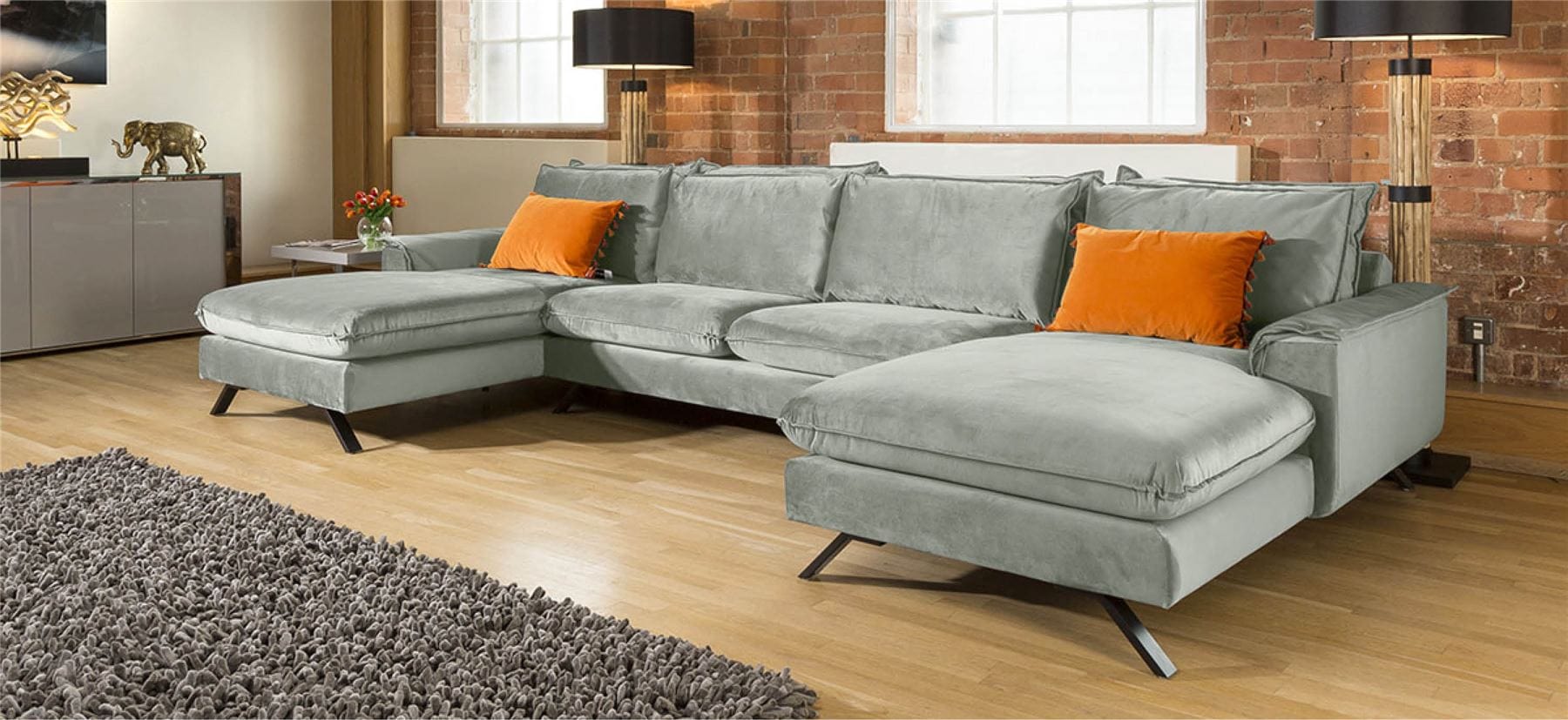 Ellie Extra Large U Shape Modular Cinema Sofa Many Fabrics 3.8 x 1.8m
