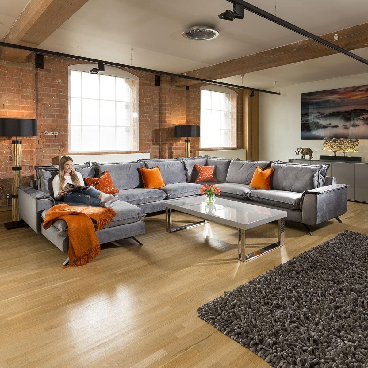 Ellie Extra Large U Shape Modular Cinema Sofa Many Fabrics 3.86 x 3m