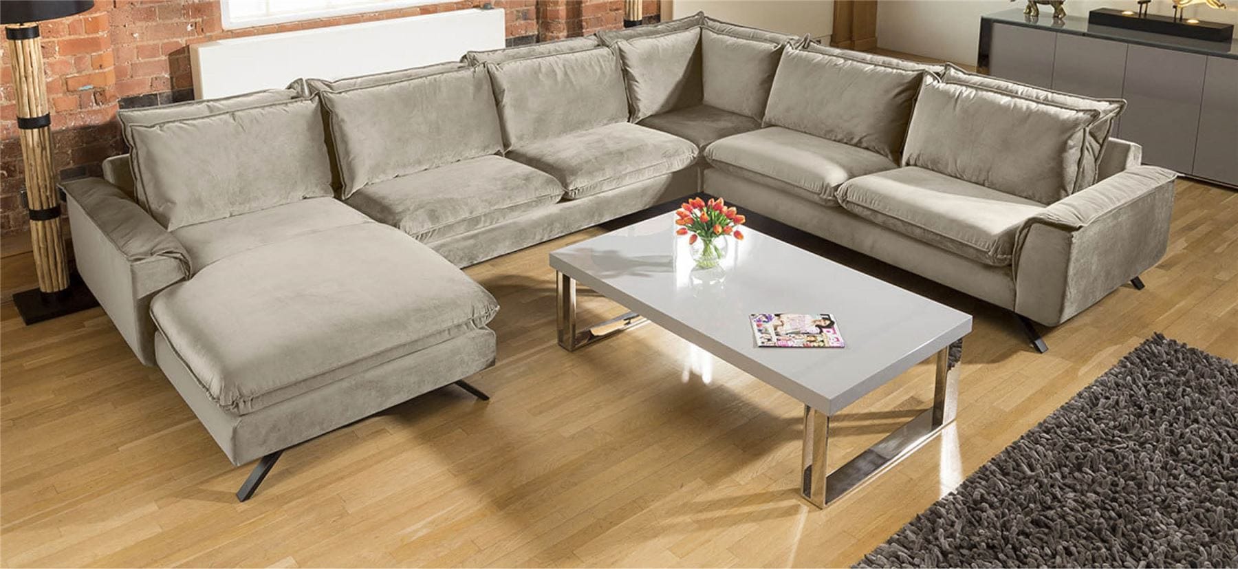 Ellie Extra Large U Shape Modular Cinema Sofa Many Fabrics 3.86 x 3m