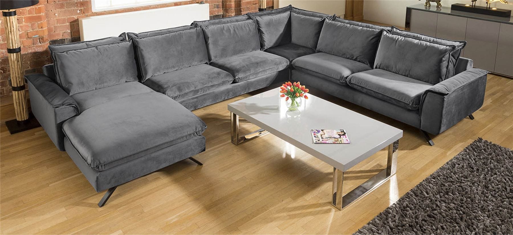 Ellie Extra Large U Shape Modular Cinema Sofa Many Fabrics 3.86 x 3m