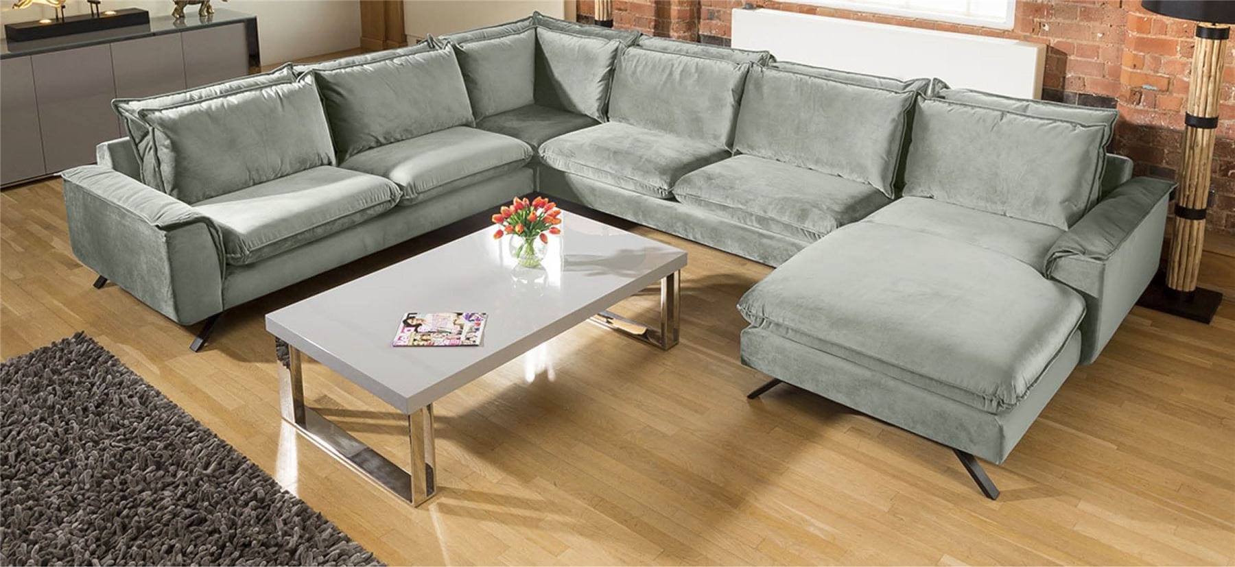 Ellie Extra Large U Shape Modular Cinema Sofa Many Fabrics 3 x 3.86m