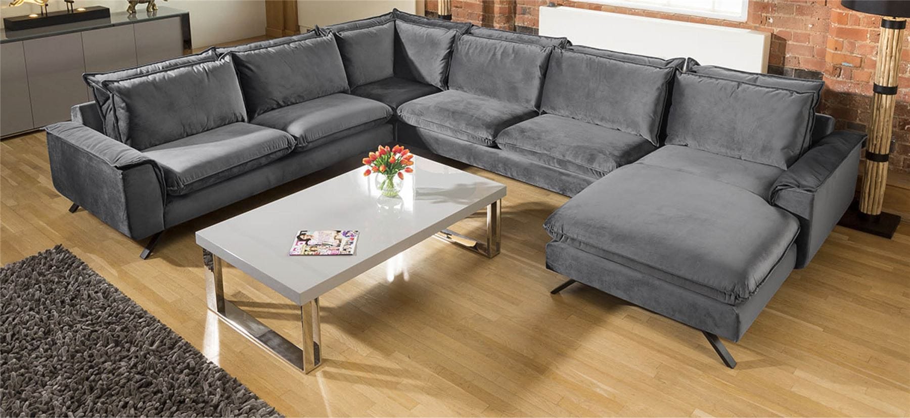 Ellie Extra Large U Shape Modular Cinema Sofa Many Fabrics 3 x 3.86m