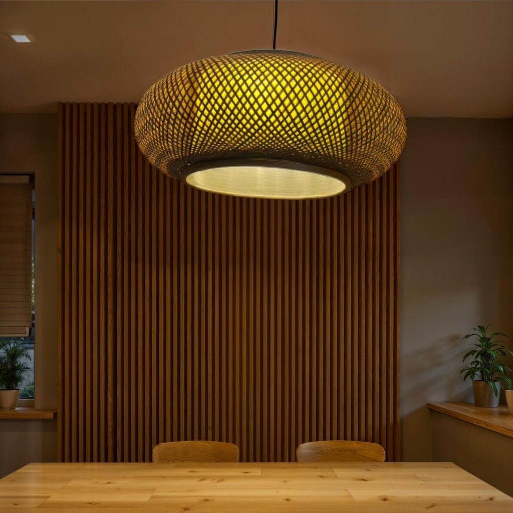 Lux Natural Bamboo Rattan Ceiling Light Pendant 60x25cm