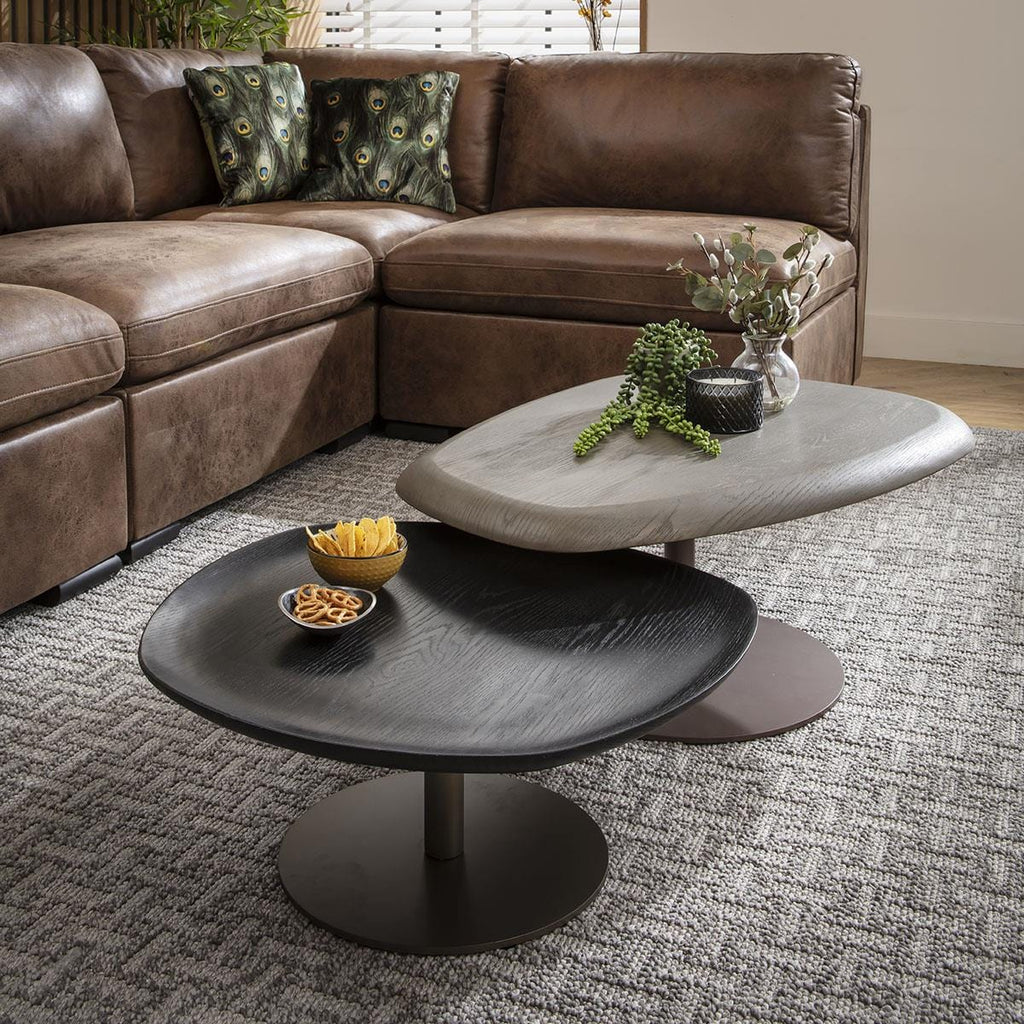 Rieti Nesting Coffee Table Set Grey & Black Oak 85cm