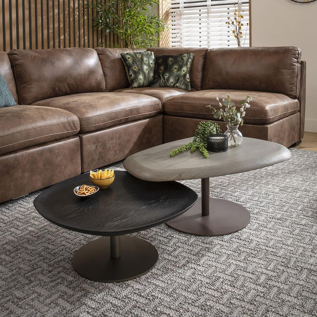 Rieti Nesting Coffee Table Set Grey & Black Oak 85cm