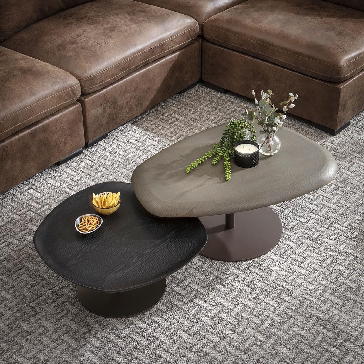 Rieti Nesting Coffee Table Set Grey & Black Oak 85cm