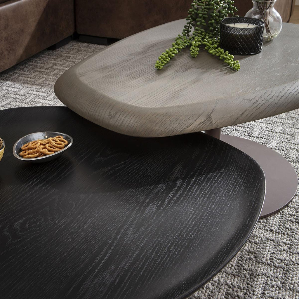 Rieti Nesting Coffee Table Set Grey & Black Oak 85cm