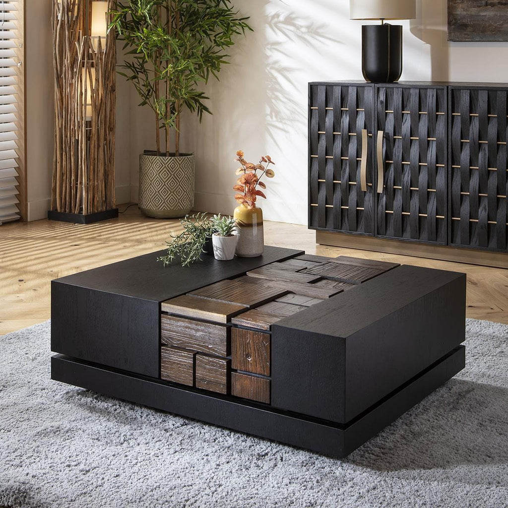 Dink Coffee Table Black Oak & Relcaimed Elm 100x80cm