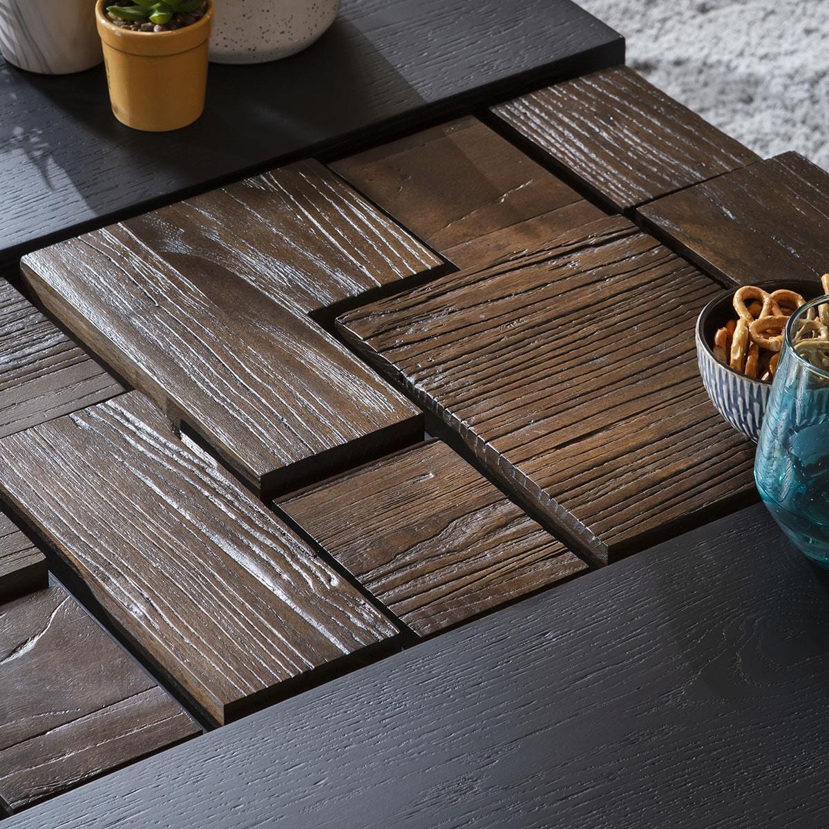 Dink Coffee Table Black Oak & Relcaimed Elm 100x80cm