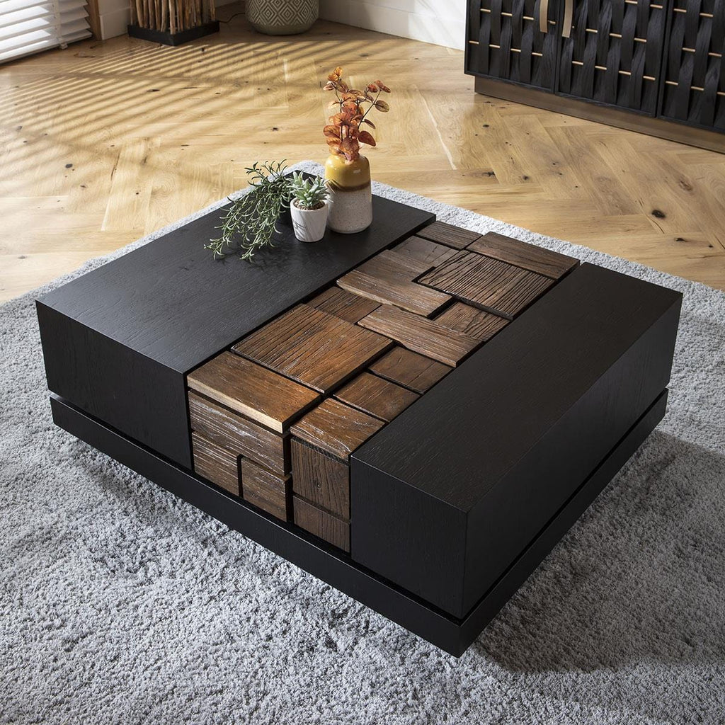 Dink Coffee Table Black Oak & Relcaimed Elm 100x80cm