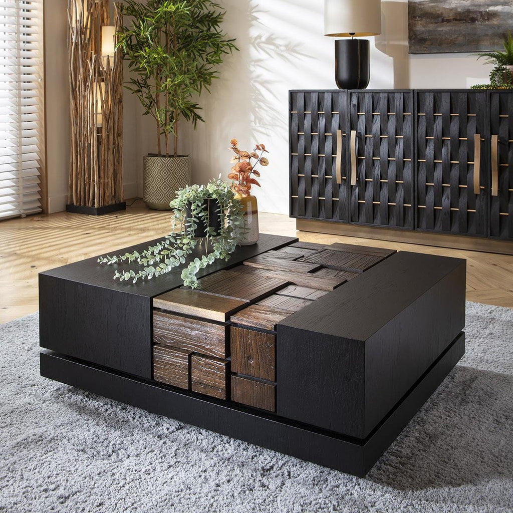 Dink Coffee Table Black Oak & Relcaimed Elm 100x80cm