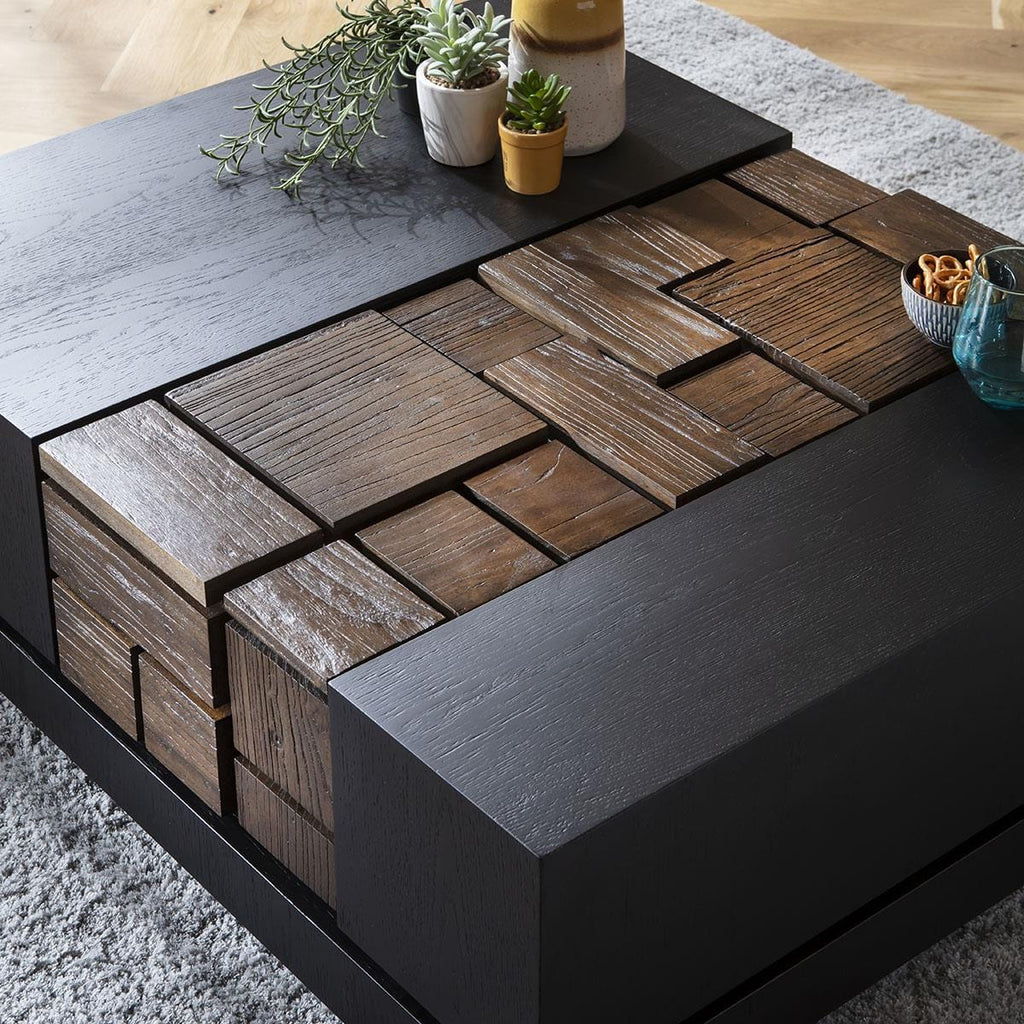 Dink Coffee Table Black Oak & Relcaimed Elm 100x80cm