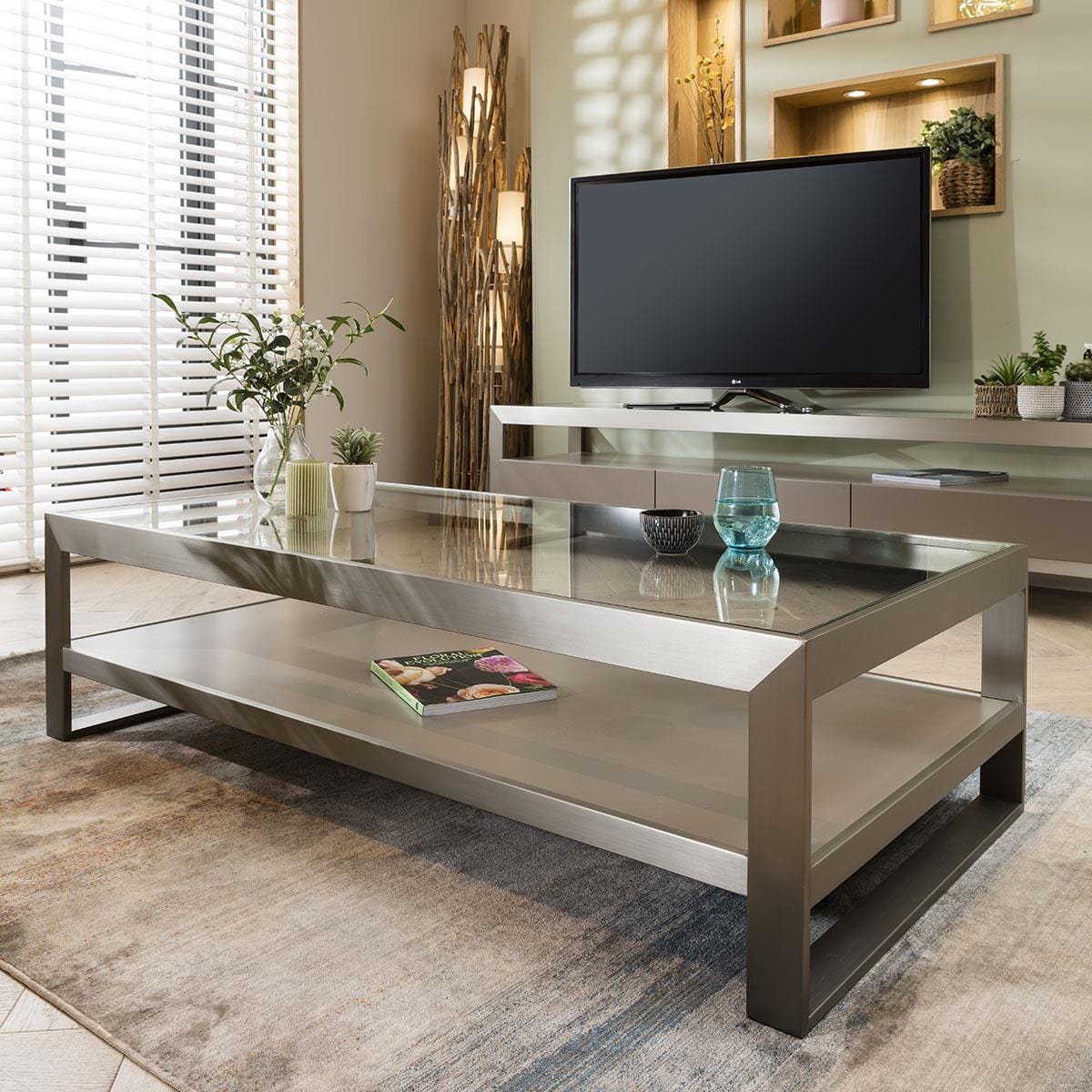 Jade Large Glass Coffee Table Taupe