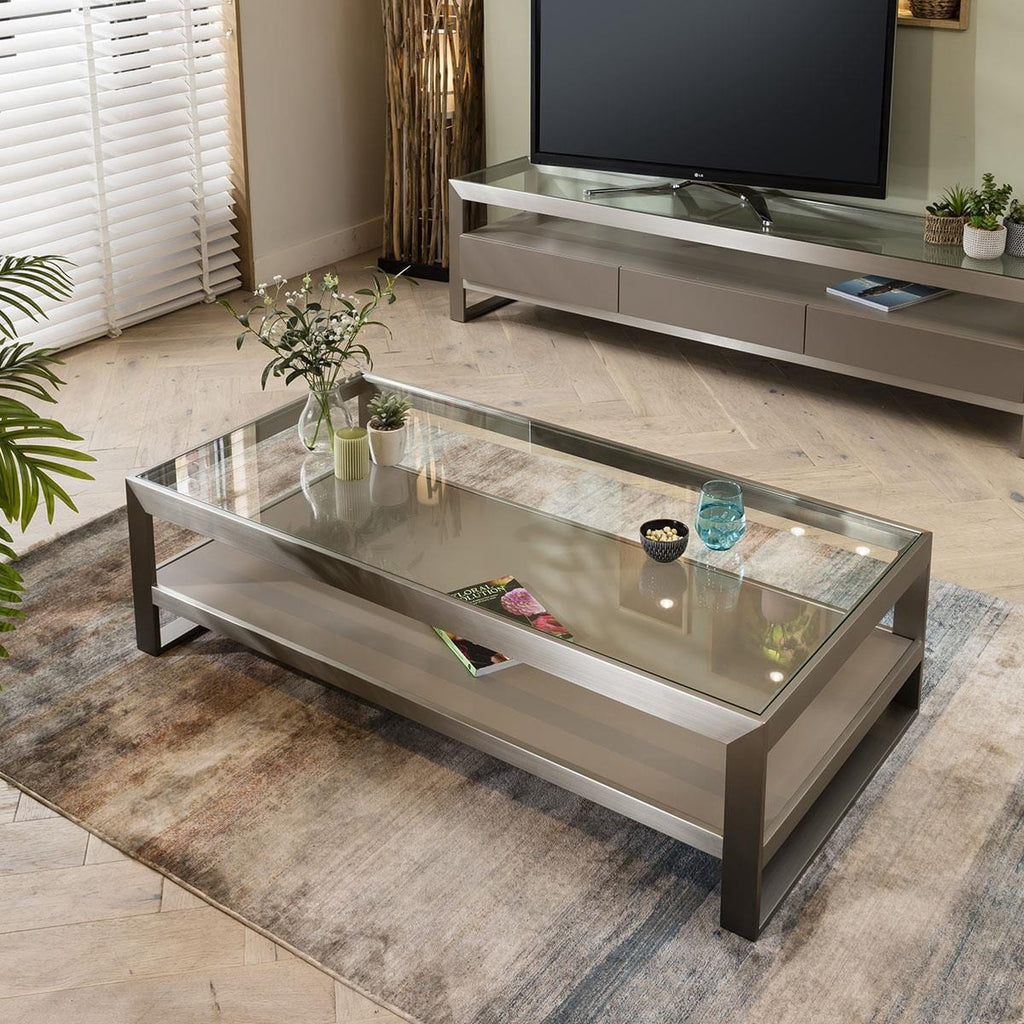 Jade Large Glass Coffee Table Taupe