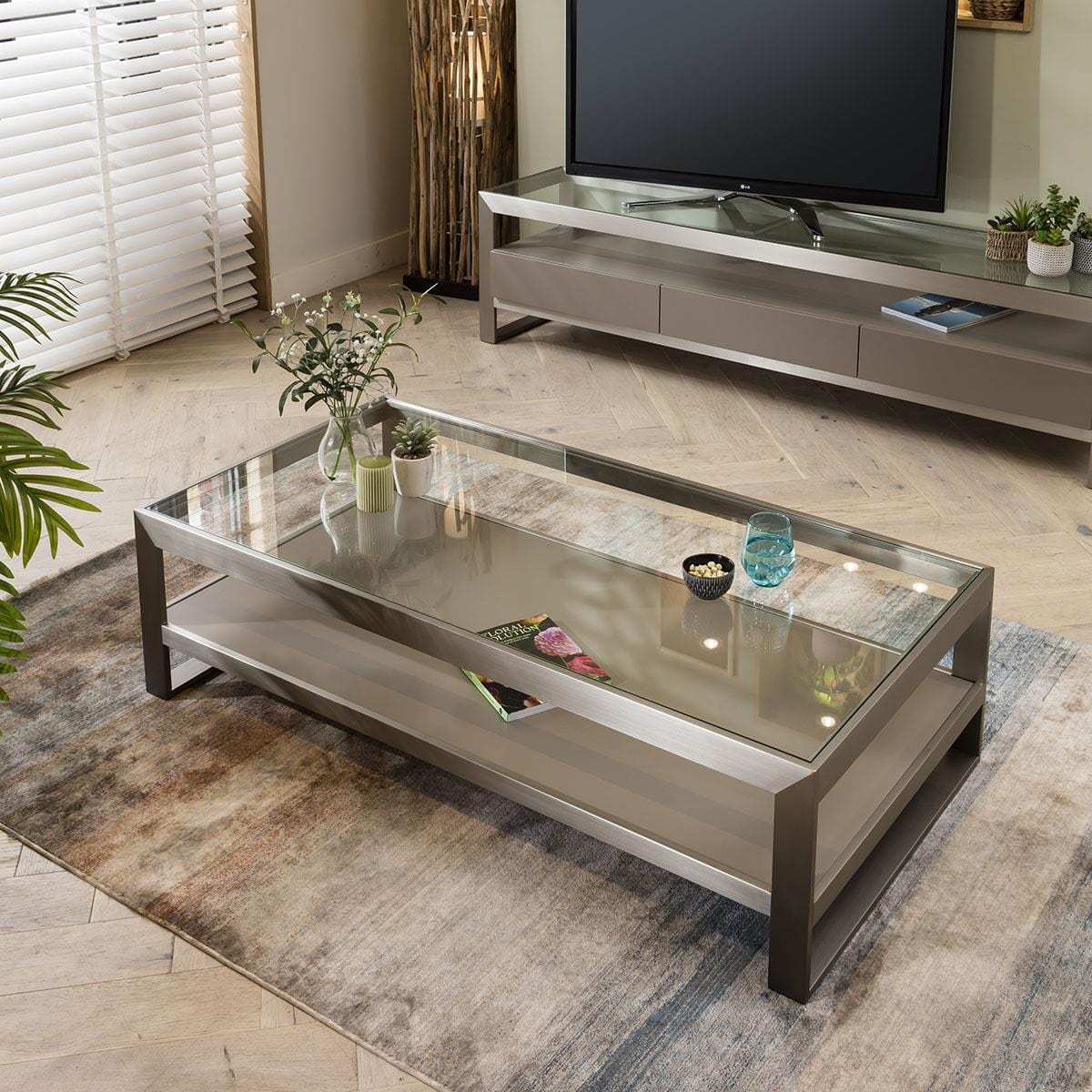 Jade Large Glass Coffee Table Taupe