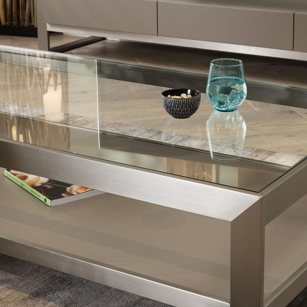 Jade Large Glass Coffee Table Taupe