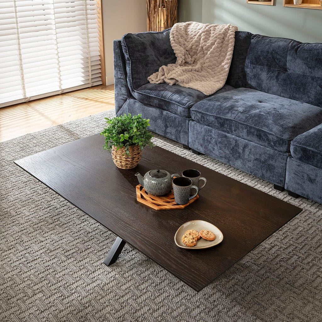 ExDisplay Grado Rectangular Wooden Coffee Table Dark Oak Wood Veneer 140x75cm