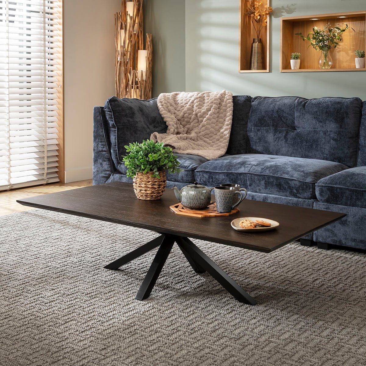 ExDisplay Grado Rectangular Wooden Coffee Table Dark Oak Wood Veneer 140x75cm