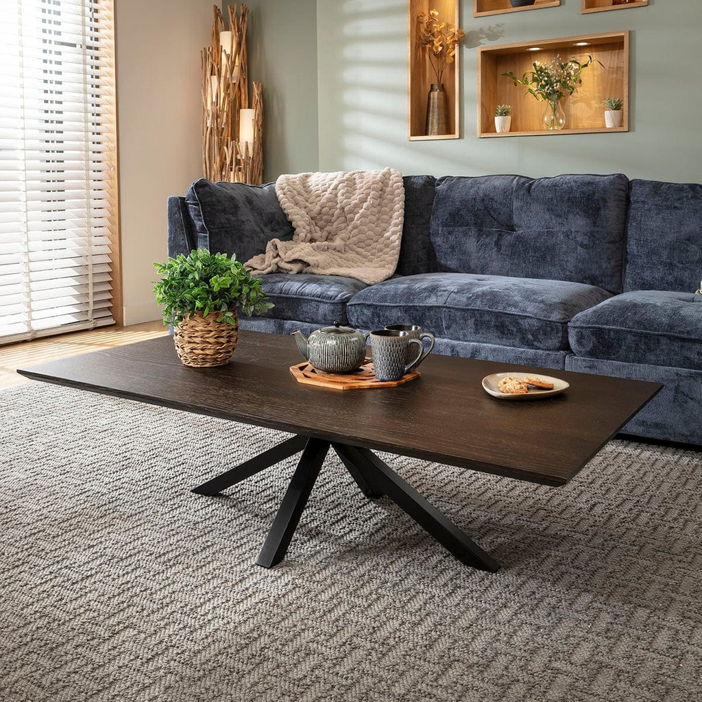 ExDisplay Grado Rectangular Wooden Coffee Table Dark Oak Wood Veneer 140x75cm