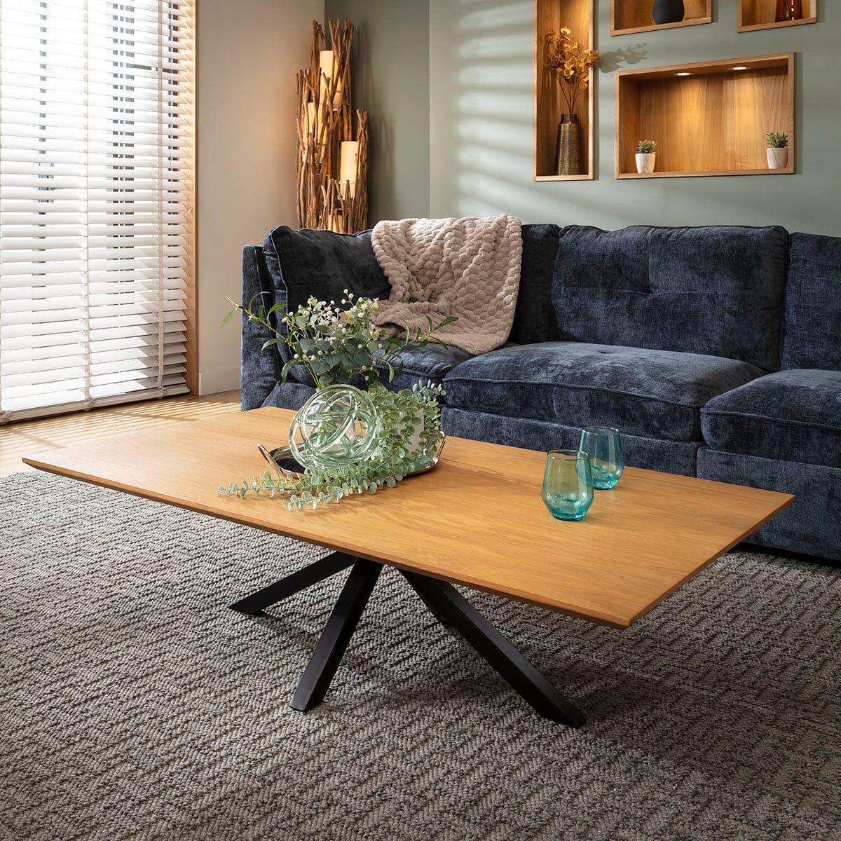 Grado Rectangular Wooden Coffee Table Light Oak Wood Veneer 140x75cm