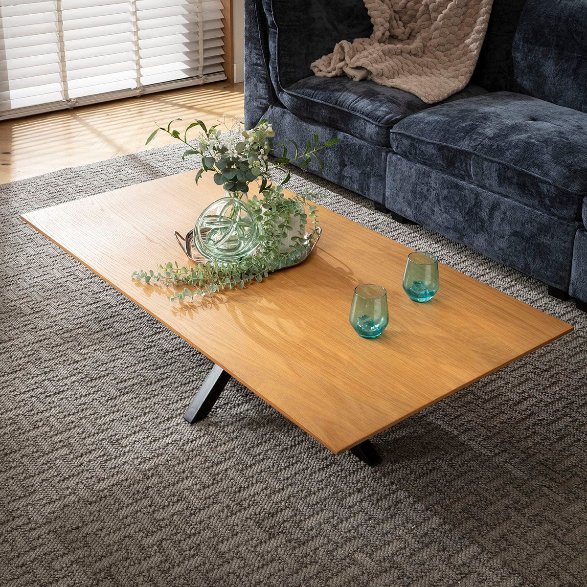 Grado Rectangular Wooden Coffee Table Light Oak Wood Veneer 140x75cm