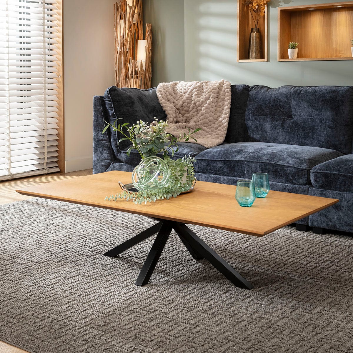 Grado Rectangular Wooden Coffee Table Light Oak Wood Veneer 140x75cm