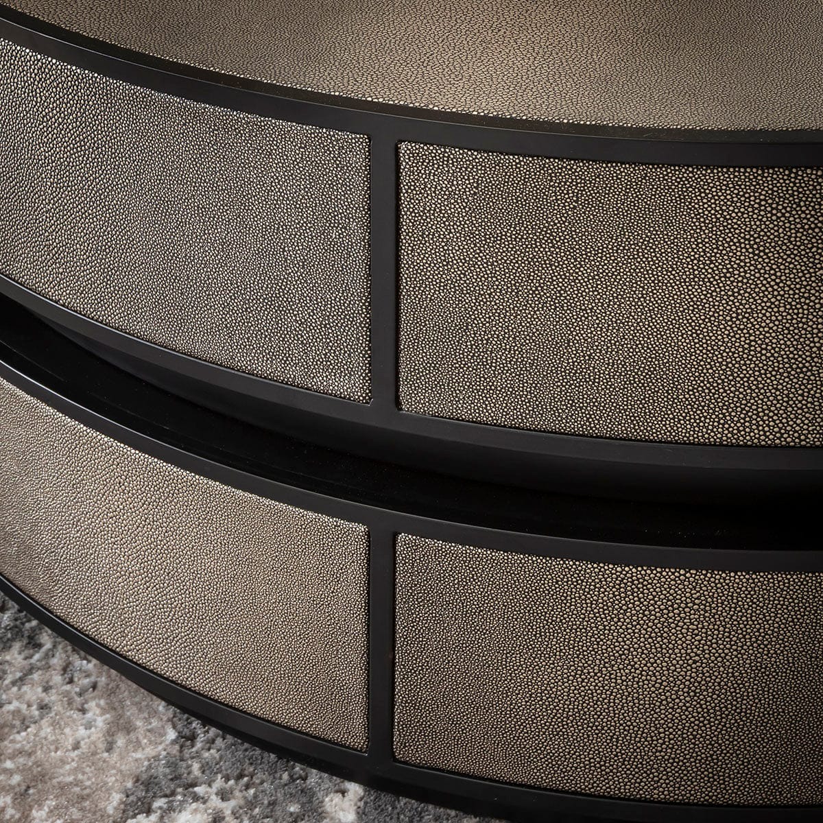 Shagreen Round Leather Inlaid Coffee Table Gold 92cm