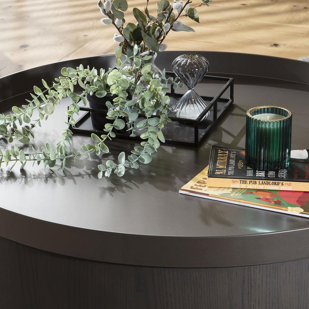 Mercury Round Coffee Table Grey Oak Wash 90cm