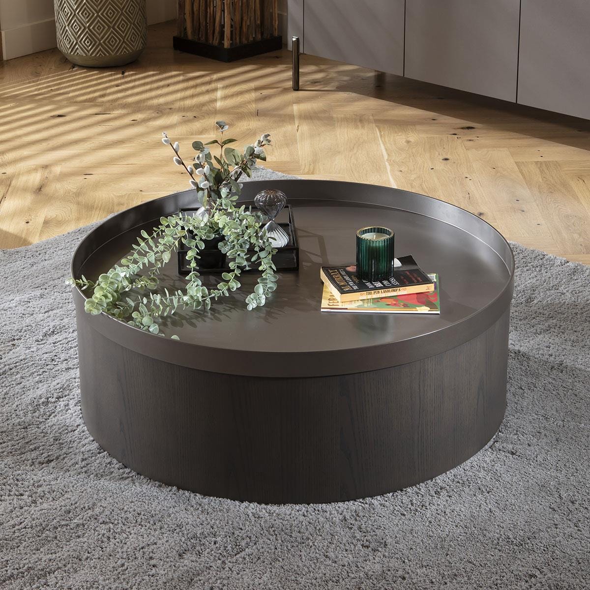Mercury Round Coffee Table Grey Oak Wash 90cm