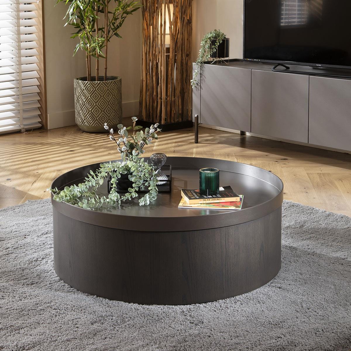 Mercury Round Coffee Table Grey Oak Wash 90cm