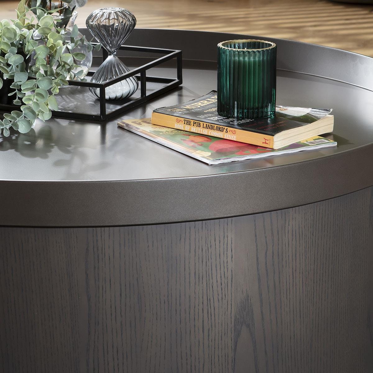 Mercury Round Coffee Table Grey Oak Wash 90cm