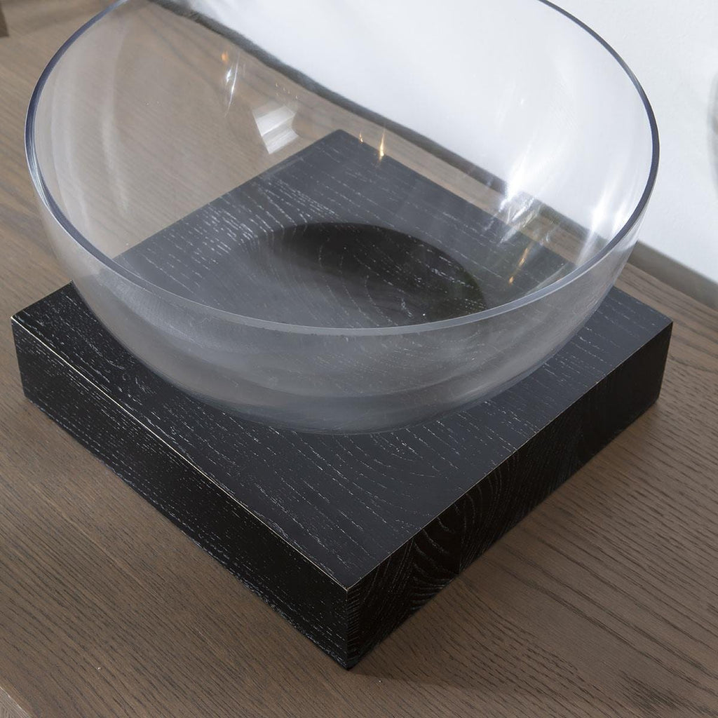 Quatropi Accessories Round Glass Bowl on Wooden Stand 30x20cm