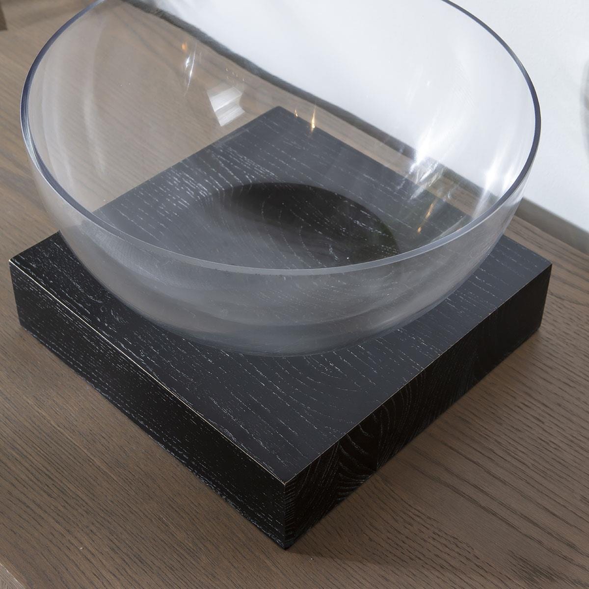 Quatropi Accessories Round Glass Bowl on Wooden Stand 30x20cm