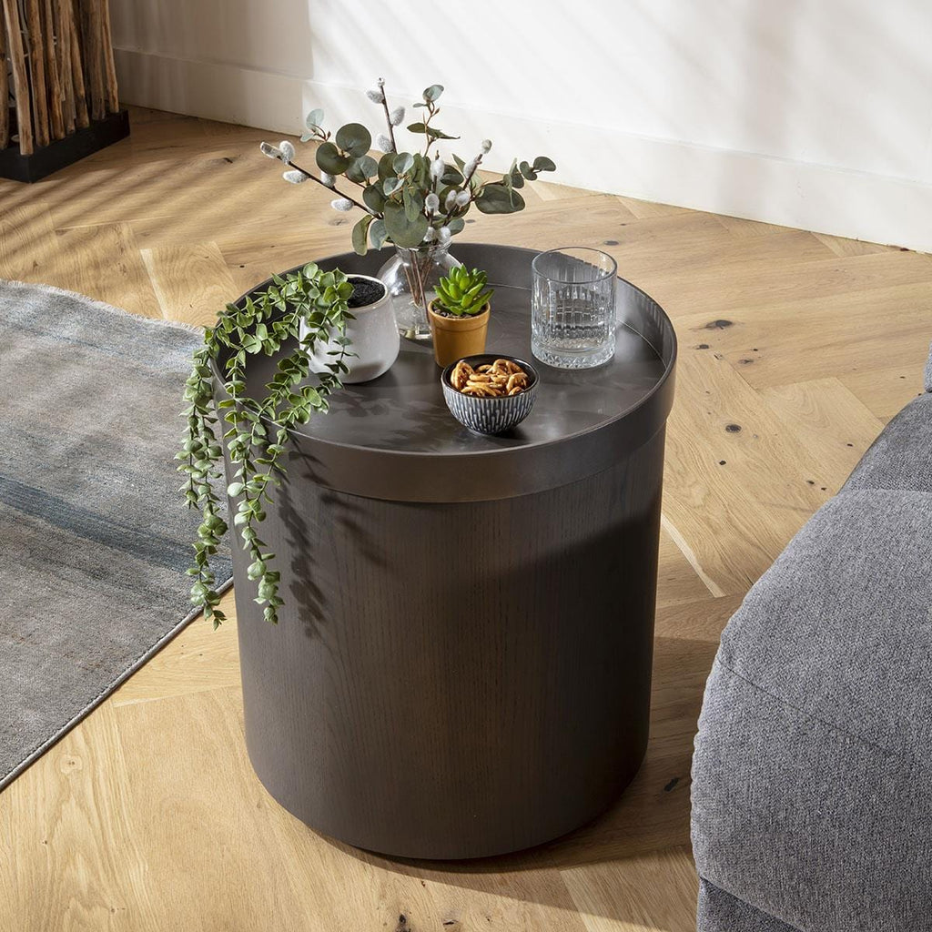 Mercury Round Side Table Grey Oak Wash 45cm