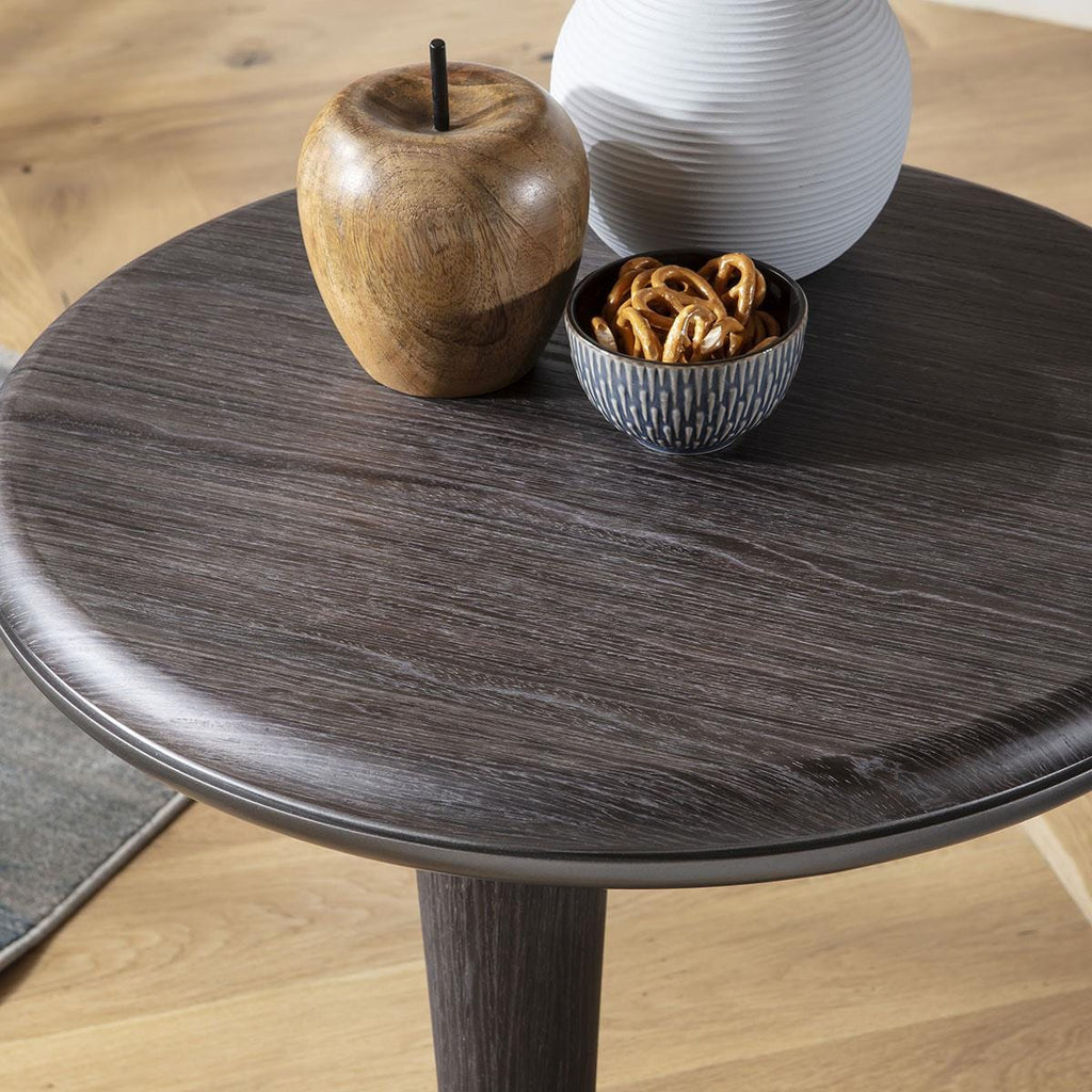 Pluto Round Side Table Grey Smoked Oak 50cm